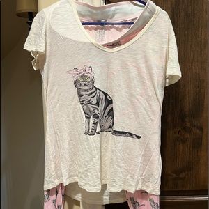 PJ salvage pink cat pjs